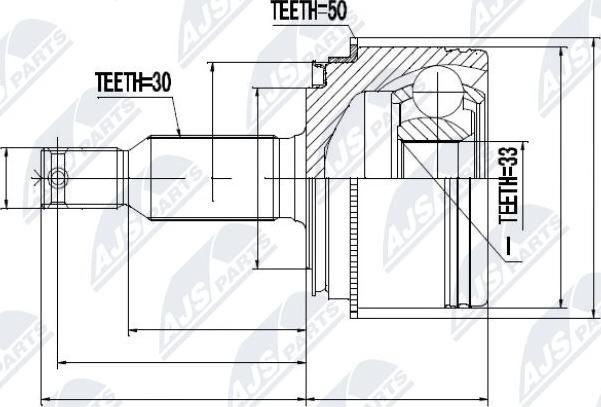 NTY NPZ-MS-054 - Шарнирный комплект, ШРУС, приводной вал autospares.lv