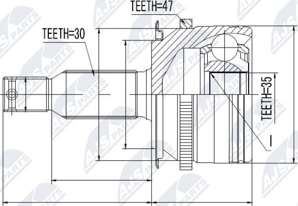 NTY NPZ-MS-006 - Шарнирный комплект, ШРУС, приводной вал autospares.lv