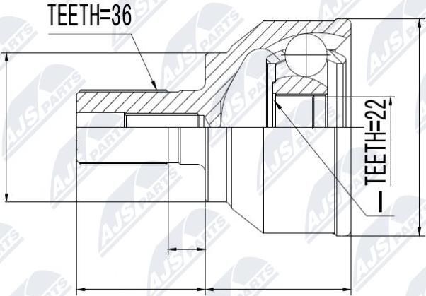 NTY NPZ-MZ-043 - Шарнирный комплект, ШРУС, приводной вал autospares.lv