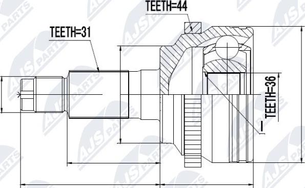 NTY NPZ-MZ-053 - Шарнирный комплект, ШРУС, приводной вал autospares.lv