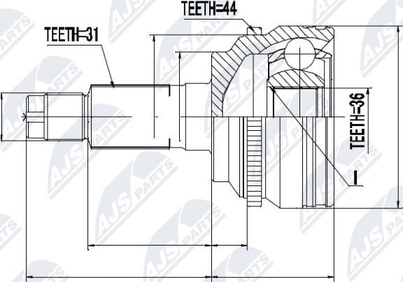 NTY NPZ-MZ-019 - Шарнирный комплект, ШРУС, приводной вал autospares.lv