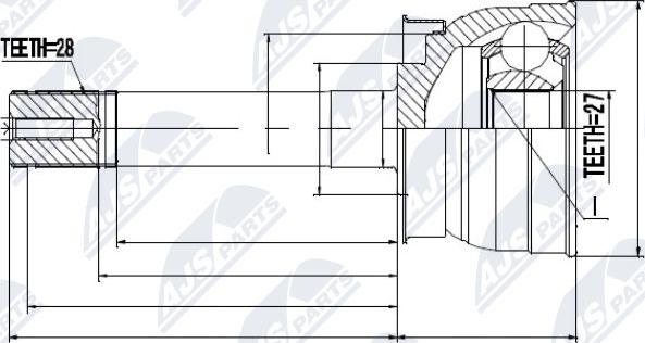 NTY NPZ-NS-040 - Шарнирный комплект, ШРУС, приводной вал autospares.lv