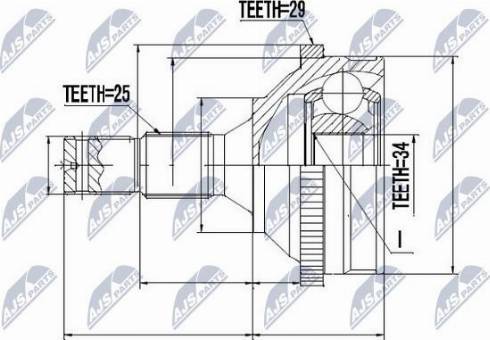 NTY NPZ-PE-014 - Шарнирный комплект, ШРУС, приводной вал autospares.lv