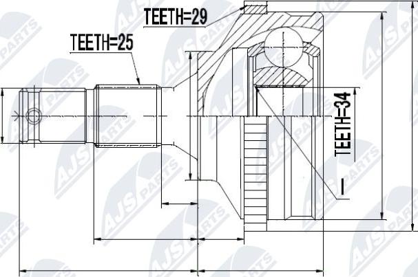 NTY NPZ-PE-015 - Шарнирный комплект, ШРУС, приводной вал autospares.lv