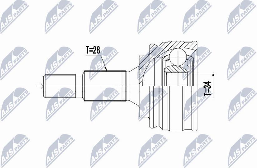 NTY NPZ-PE-031 - Шарнирный комплект, ШРУС, приводной вал autospares.lv