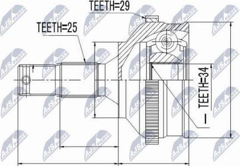 NTY NPZ-PE-024 - Шарнирный комплект, ШРУС, приводной вал autospares.lv