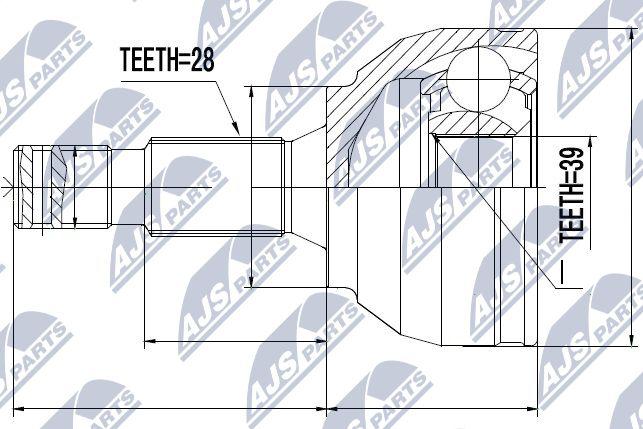 NTY NPZ-PE-028 - Шарнирный комплект, ШРУС, приводной вал autospares.lv