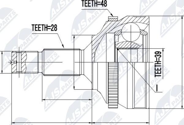 NTY NPZ-PE-023 - Шарнирный комплект, ШРУС, приводной вал autospares.lv