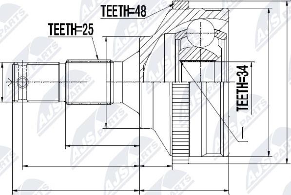 NTY NPZ-PE-027 - Шарнирный комплект, ШРУС, приводной вал autospares.lv