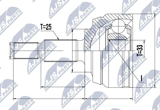 NTY NPZ-RE-044 - Шарнирный комплект, ШРУС, приводной вал autospares.lv