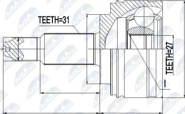 NTY NPZ-RE-041 - Шарнирный комплект, ШРУС, приводной вал autospares.lv