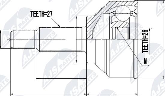 NTY NPZ-RE-014 - Шарнирный комплект, ШРУС, приводной вал autospares.lv