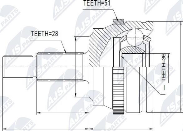 NTY NPZ-RE-013 - Шарнирный комплект, ШРУС, приводной вал autospares.lv