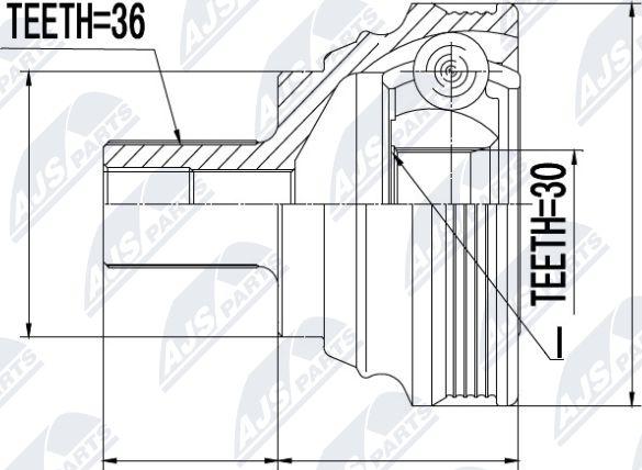 NTY NPZ-SK-007 - Шарнирный комплект, ШРУС, приводной вал autospares.lv