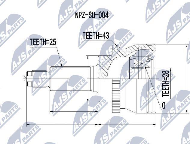 NTY NPZ-SU-004 - Шарнирный комплект, ШРУС, приводной вал autospares.lv