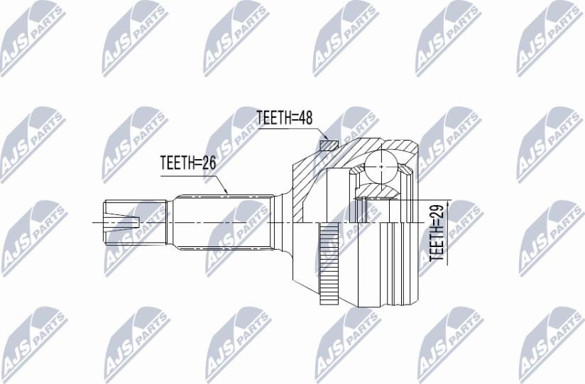 NTY NPZ-TY-098 - Шарнирный комплект, ШРУС, приводной вал autospares.lv