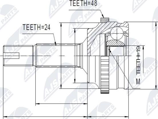 NTY NPZ-TY-053 - Шарнирный комплект, ШРУС, приводной вал autospares.lv