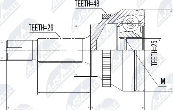 NTY NPZ-TY-060 - Шарнирный комплект, ШРУС, приводной вал autospares.lv