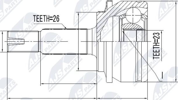 NTY NPZ-TY-061 - Шарнирный комплект, ШРУС, приводной вал autospares.lv