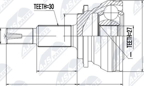 NTY NPZ-TY-063 - Шарнирный комплект, ШРУС, приводной вал autospares.lv