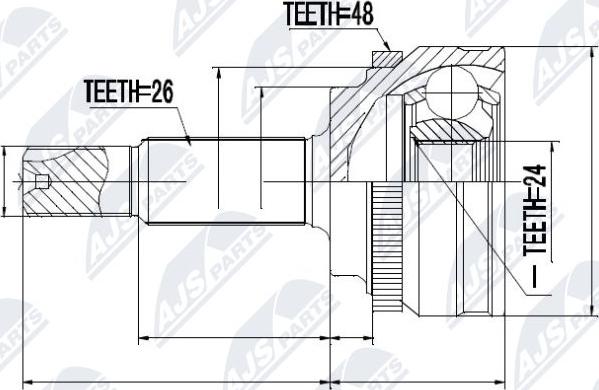 NTY NPZ-TY-088 - Шарнирный комплект, ШРУС, приводной вал autospares.lv