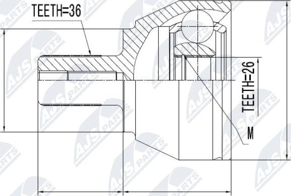 NTY NPZ-VV-014 - Шарнирный комплект, ШРУС, приводной вал autospares.lv