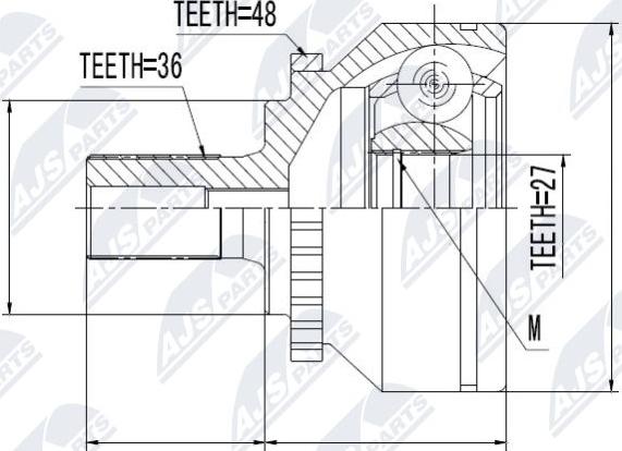 NTY NPZ-VV-013 - Шарнирный комплект, ШРУС, приводной вал autospares.lv