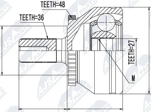 NTY NPZ-VV-017 - Шарнирный комплект, ШРУС, приводной вал autospares.lv