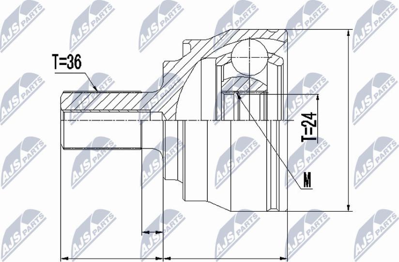 NTY NPZ-VV-020 - Шарнирный комплект, ШРУС, приводной вал autospares.lv