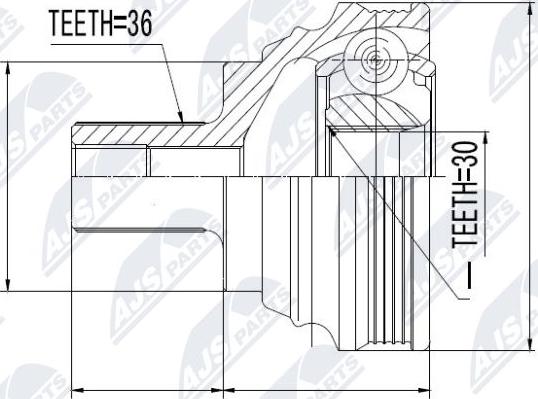 NTY NPZ-VW-030 - Шарнирный комплект, ШРУС, приводной вал autospares.lv