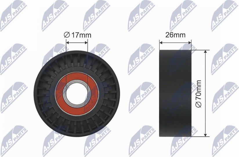 NTY RNK-AU-048 - Направляющий ролик, клиновой ремень autospares.lv