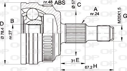 Open Parts CVJ5443.10 - Шарнирный комплект, ШРУС, приводной вал autospares.lv