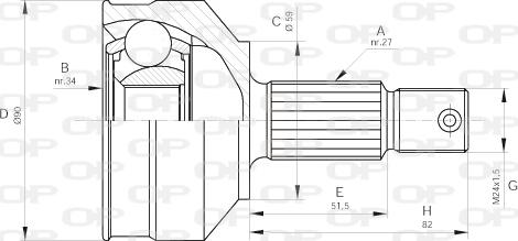 Open Parts CVJ5459.10 - Шарнирный комплект, ШРУС, приводной вал autospares.lv