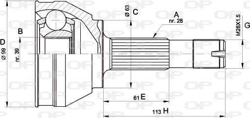 Open Parts CVJ5463.10 - Шарнирный комплект, ШРУС, приводной вал autospares.lv