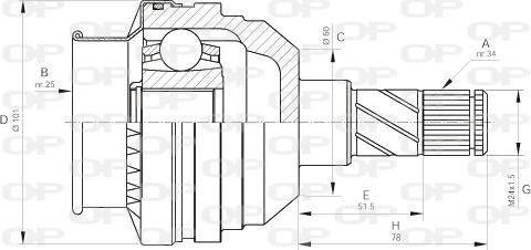 Open Parts CVJ5405.20 - Шарнирный комплект, ШРУС, приводной вал autospares.lv