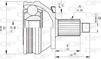 Open Parts CVJ5434.10 - Шарнирный комплект, ШРУС, приводной вал autospares.lv
