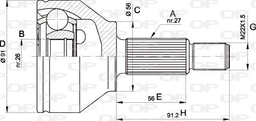 Open Parts CVJ5437.10 - Шарнирный комплект, ШРУС, приводной вал autospares.lv