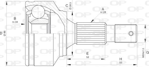 Open Parts CVJ5594.10 - Шарнирный комплект, ШРУС, приводной вал autospares.lv