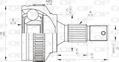 Open Parts CVJ5593.10 - Шарнирный комплект, ШРУС, приводной вал autospares.lv