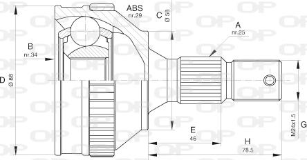 Open Parts CVJ5592.10 - Шарнирный комплект, ШРУС, приводной вал autospares.lv
