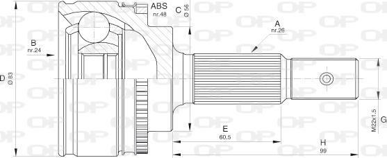 Open Parts CVJ5544.10 - Шарнирный комплект, ШРУС, приводной вал autospares.lv