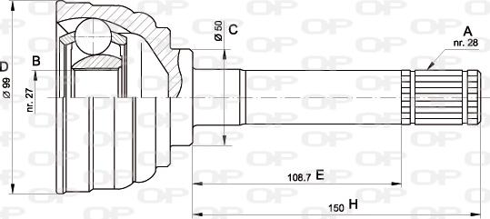 Open Parts CVJ5564.10 - Шарнирный комплект, ШРУС, приводной вал autospares.lv