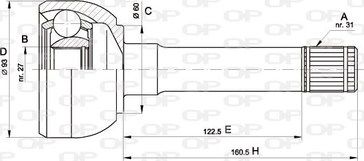 Open Parts CVJ5562.10 - Шарнирный комплект, ШРУС, приводной вал autospares.lv