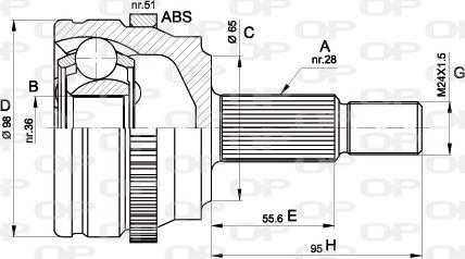 Open Parts CVJ5501.10 - Шарнирный комплект, ШРУС, приводной вал autospares.lv