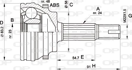 Open Parts CVJ5508.10 - Шарнирный комплект, ШРУС, приводной вал autospares.lv