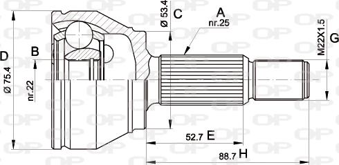 Open Parts CVJ5515.10 - Шарнирный комплект, ШРУС, приводной вал autospares.lv