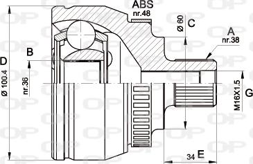 Open Parts CVJ5516.10 - Шарнирный комплект, ШРУС, приводной вал autospares.lv