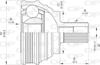 Open Parts CVJ5535.10 - Шарнирный комплект, ШРУС, приводной вал autospares.lv