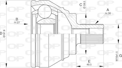 Open Parts CVJ5536.10 - Шарнирный комплект, ШРУС, приводной вал autospares.lv