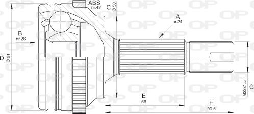 Open Parts CVJ5533.10 - Шарнирный комплект, ШРУС, приводной вал autospares.lv